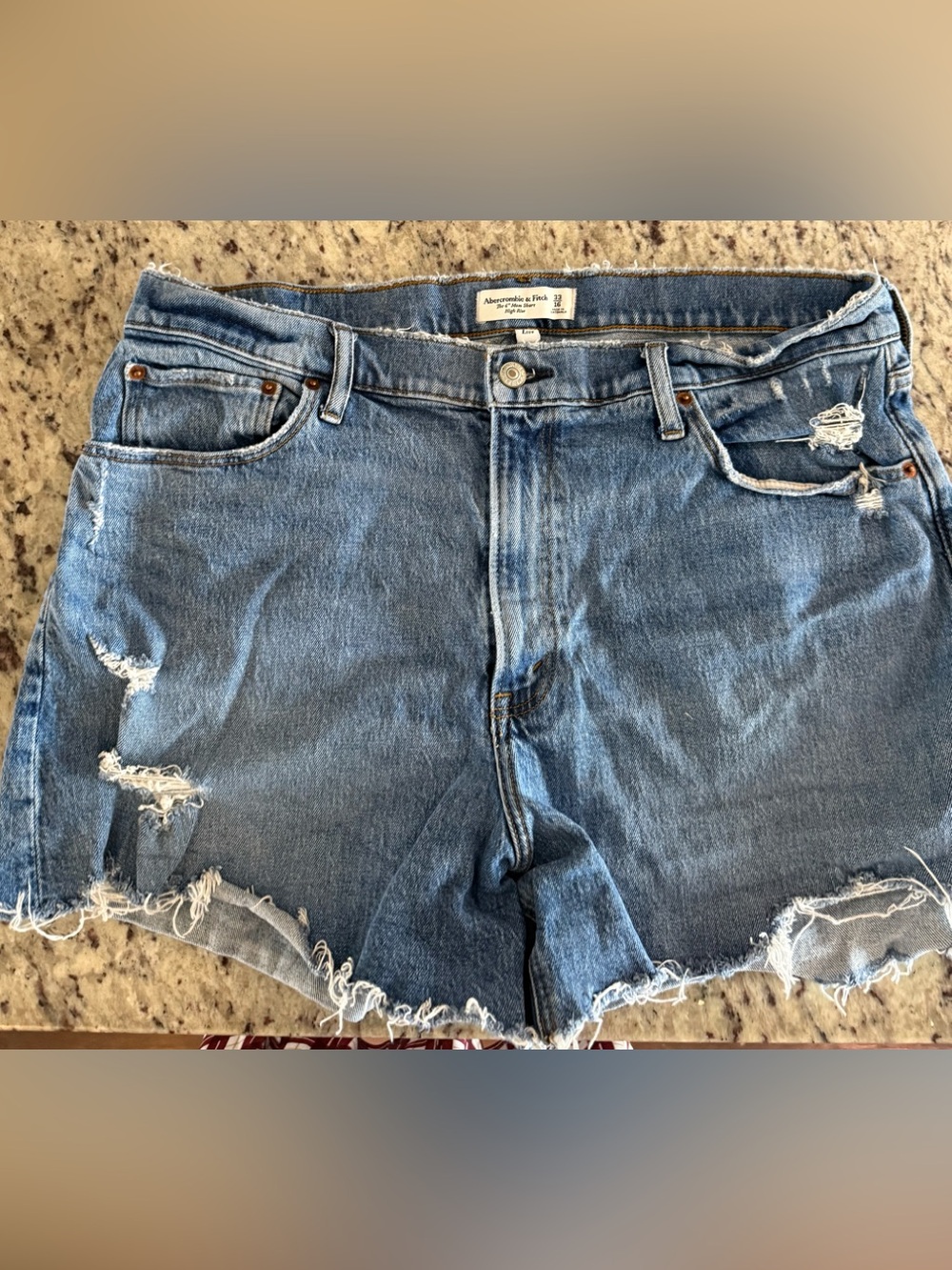 Abercrombie & Fitch Blue Distressed Denim Cutoff Shorts